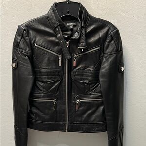 Bebe Black Moto Jacket (Genuine Leather)